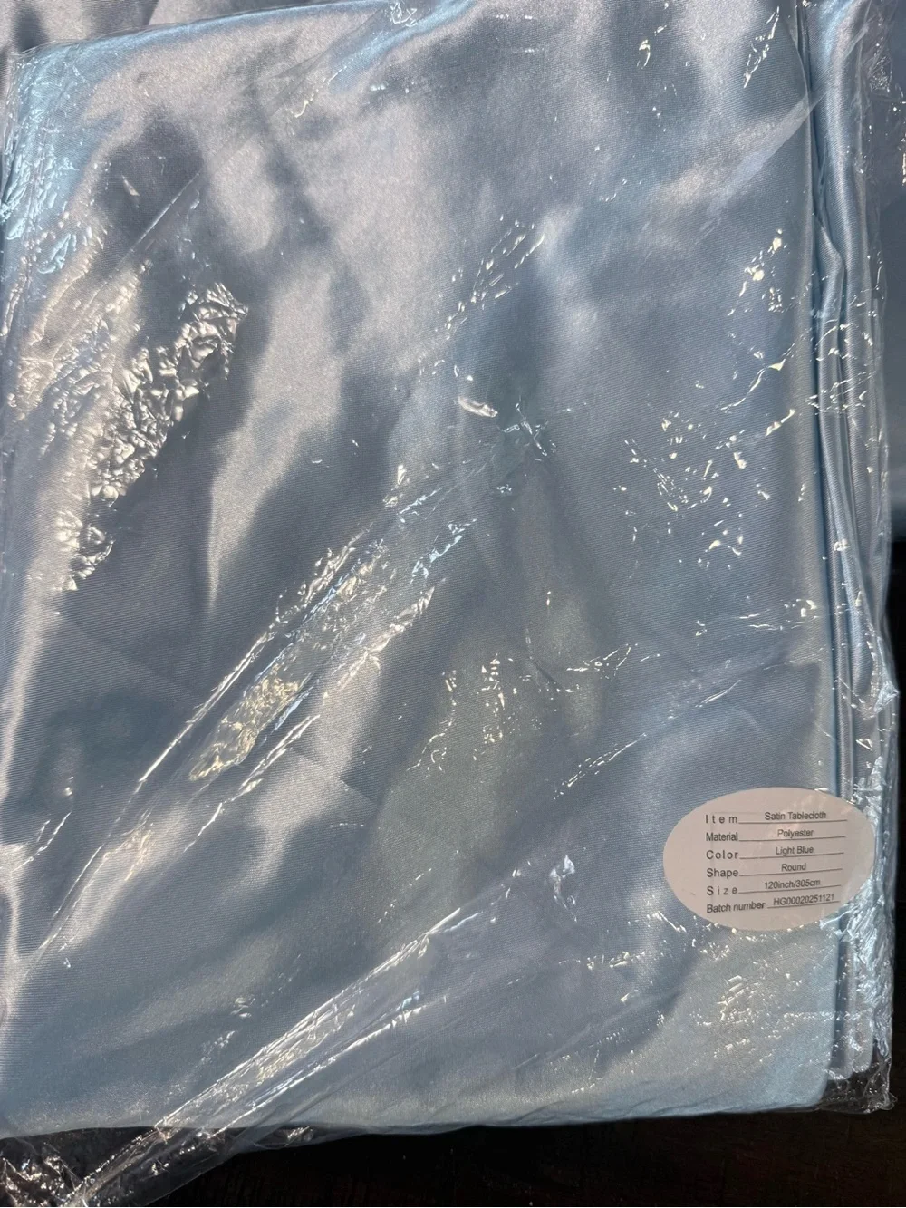 3-NWT 5 Total Soft Light Blue Satin Tablecloth Round 120 Inch
